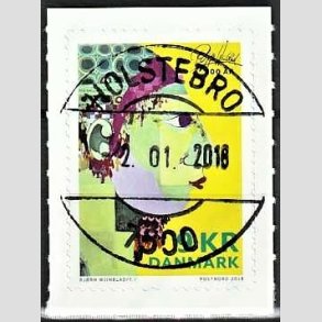 FRIM�RKER DANMARK | 2018 - AFA 1923 - Bj�rn Wiinblad - 9,00 kr. flerfarvet - Pragt Stemplet Holstebro