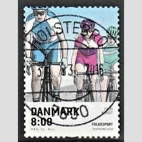 FRIM�RKER DANMARK | 2016 - AFA 1855 - Folkesport - 8,00 Kr. flerfarvet - Pragt Stemplet Holstebro
