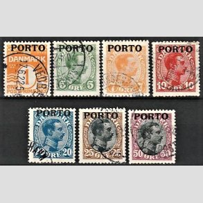 FRIMRKER DANMARK | 1921 - AFA 1-7 - Sort overtryk PORTO st - Stemplet