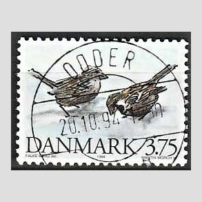 FRIM�RKER DANMARK | 1994 - AFA 1076 - Truede danske dyr - 3,75 Kr. gr�spurv - Pragt Stemplet (Uds�gt kvalitet)