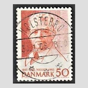 FRIM�RKER DANMARK | 1965 - AFA 435 - Komponist Carl Nielsen - 30 �re oranger�d - Pragt Stemplet Holstebro