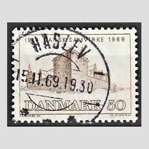 FRIM�RKER DANMARK | 1969 - AFA 483 - Dansk Samvirke 50 �r - 50 �re gr�brun - Pragt Stemplet Haslev