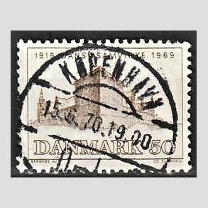 FRIM�RKER DANMARK | 1969 - AFA 483 - Dansk Samvirke 50 �r - 50 �re gr�brun - Pragt Stemplet K�benhavn