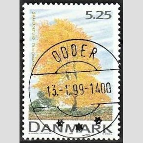 FRIM�RKER DANMARK | 1999 - AFA 1198 - Danske l�vtr�er - 5,25 Kr. flerfarvet - Pragt Stemplet (Uds�gt kvalitet)