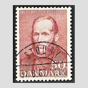 FRIM�RKER DANMARK | 1966 - AFA 444 - Christen Kold - 50 �re brunr�d - Pragt Stemplet Stouby