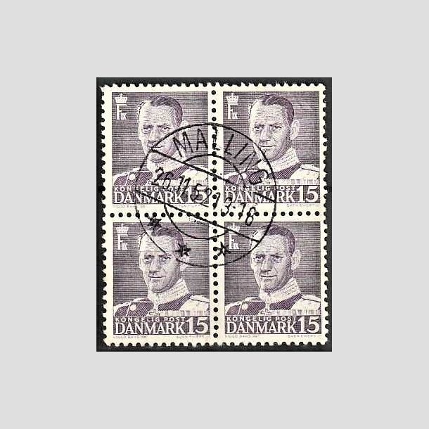 FRIMRKER DANMARK | 1950 - AFA 319a - Fr. IX 15 re lysviolet i 4-blok - Pragt Stemplet Malling