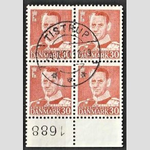 FRIMRKER DANMARK | 1952-53 - AFA 337 - Fr. IX 30 re rd i 4-blok - Lux Stemplet Tistrup