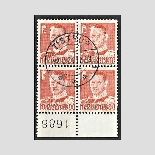 FRIMRKER DANMARK | 1952-53 - AFA 337 - Fr. IX 30 re rd i 4-blok - Lux Stemplet Tistrup