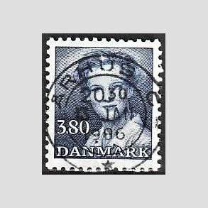 FRIMRKER DANMARK | 1985 - AFA 822 - Dronning Margrethe - 3,80 Kr. bl - Pragt Stemplet rhus C