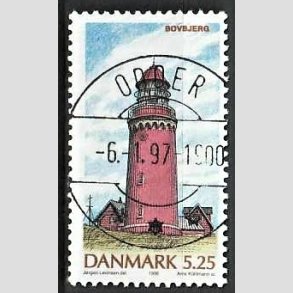 FRIM�RKER DANMARK | 1996 - AFA 1126 - Danske Fyrt�rne - 5,25 Kr. flerfarvet - Pragt Stemplet (Uds�gt kvalitet)
