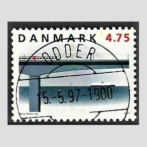 FRIM�RKER DANMARK | 1997 - AFA 1145 - Jernbaneforbindelsen p� Storeb�lt - 4,75 Kr. flerfarvet - Pragt Stemplet (Uds�gt kvalitet)