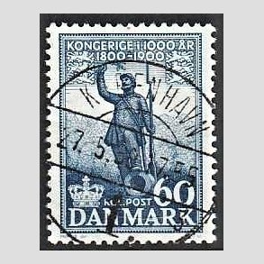 FRIM�RKER DANMARK | 1953-56 - AFA 355 - Kongeriget 1000 �r - 60 �re bl� - Pragt Stemplet 