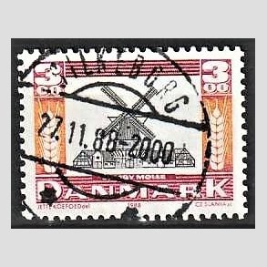 FRIM�RKER DANMARK | 1988 - AFA 919 - Gamle m�ller - 3,00 Kr. r�d/orange/sort - Pragt Stemplet Silkeborg