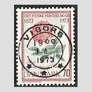 FRIM�RKER DANMARK | 1973 - AFA 546 - Jydske Haveselskab 100 �r - 70 �re rosa/gr�n/r�d - Pragt Stemplet Viborg