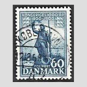 FRIM�RKER DANMARK | 1953-56 - AFA 355 - Kongeriget 1000 �r - 60 �re bl� - Pragt Stemplet 