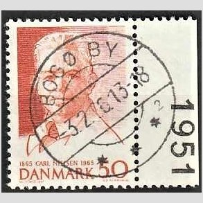 FRIM�RKER DANMARK | 1965 - AFA 435 - Komponist Carl Nielsen - 30 �re oranger�d - Pragt Stemplet Bog� By