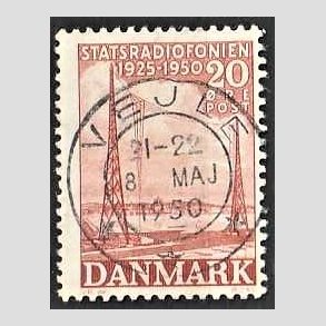 FRIM�RKER DANMARK | 1950 - AFA 317 - Statsradiofonien 25 �r - 20 �re r�d - Pragt Stemplet Vejle