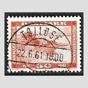 FRIM�RKER DANMARK | 1961 - AFA 392 - Naturfredningsforening 50 �r. - 30 �re brunr�d - Pragt Stemplet T�ll�se