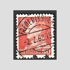 FRIMRKER DANMARK | 1961-62 - AFA 400 - Fr. IX 80 re orangegul - Pragt Stemplet Frederiksvrk