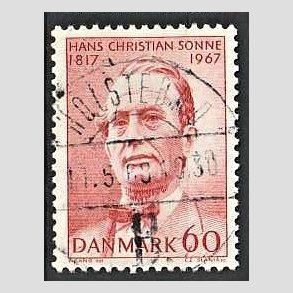 FRIM�RKER DANMARK | 1967 - AFA 466 - Chr. Sonne - 60 �re r�d - Pragt Stemplet Holstebro