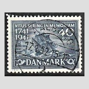 FRIM�RKER DANMARK | 1941 - AFA 272 - Vitus Bering 40 �re bl� - Lux Stemplet Aalborg