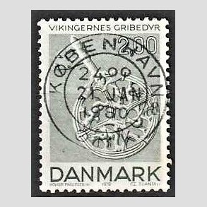 FRIM�RKER DANMARK | 1979 - AFA 685 - Vikingetiden - 2 Kr. gr�nbl� - Pragt Stemplet
