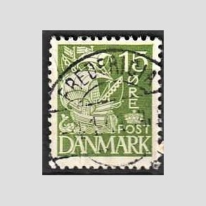 FRIM�RKER DANMARK | 1940 - AFA 257a - Karavel 15 �re gr�n Type II - Lux Stemplet Fredericia