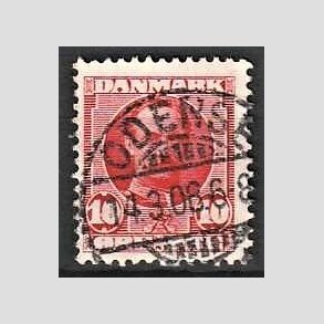 FRIM�RKER DANMARK | 1907 - AFA 55 - Frederik VIII 10 �re r�d - Lux Stemplet