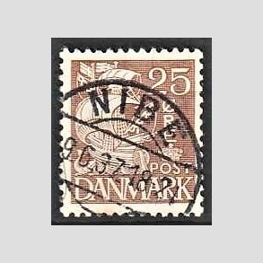 FRIM�RKER DANMARK | 1934 - AFA 214 - Karavel 25 �re brun Type I - Lux Stemplet Nibe