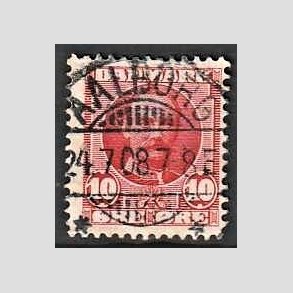 FRIM�RKER DANMARK | 1907 - AFA 55 - Frederik VIII 10 �re r�d - Lux Stemplet Aalborg