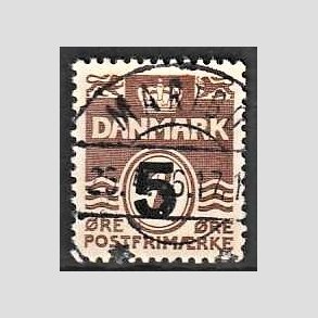 FRIMRKER DANMARK | 1955-56 - AFA 362 - 5/7 re brun - Pragt stemplet Maribo