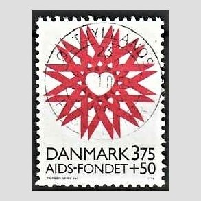 FRIMRKER DANMARK | 1996 - AFA 1130 - AIDS-Fondet - 3,75 Kr. + 50 re rd/sort - Pragt Stemplet
