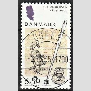 FRIM�RKER DANMARK | 2005 - AFA 1424 - H.C. Andersen - 6,50 Kr. Pen og bl�k - Pragt Stemplet Odder