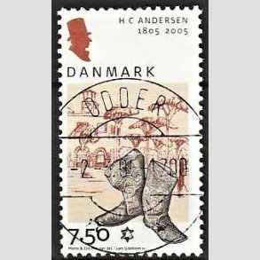FRIM�RKER DANMARK | 2005 - AFA 1425 - H.C. Andersen - 7,50 Kr. Rejsest�vler - Pragt Stemplet Odder