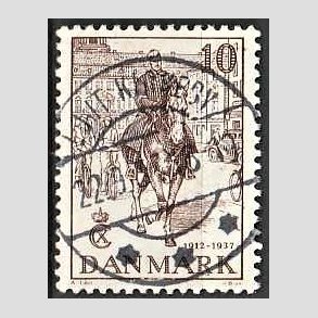 FRIM�RKER DANMARK | 1937 - AFA 240 - Chr. X 25 �re jubil�um 10 �re brun - Lux Stemplet L�jt Kirkeby