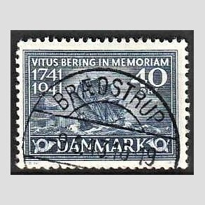 FRIM�RKER DANMARK | 1941 - AFA 272 - Vitus Bering 40 �re bl� - Lux Stemplet Br�dstrup