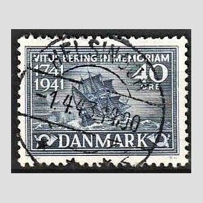 FRIM�RKER DANMARK | 1941 - AFA 272 - Vitus Bering 40 �re bl� - Lux Stemplet Helsing�r