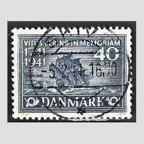 FRIM�RKER DANMARK | 1941 - AFA 272 - Vitus Bering 40 �re bl� - Lux Stemplet Skive