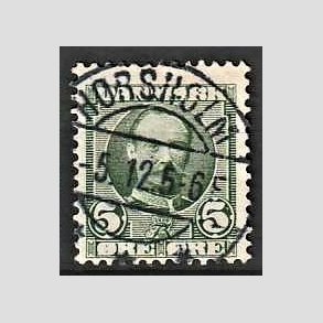 FRIM�RKER DANMARK | 1907 - AFA 54 - Frederik VIII 5 �re gr�n - Pragt Stemplet H�rsholm