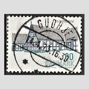 FRIM�RKER DANMARK | 1972 - AFA 539 - Dansk bygningskunst - 60 �re bl�/gr�n/sort - Pragt Stemplet Gudhjem