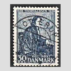 FRIM�RKER DANMARK | 1938 - AFA 251 - Thorvaldsen 30 �re bl� - Lux Stemplet Otterup