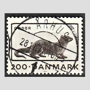 FRIM�RKER DANMARK | 1975 - AFA 604 - Truede dyr - 200 �re brun - Pragt Stemplet 