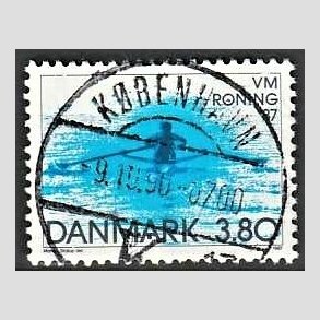 FRIM�RKER DANMARK | 1987 - AFA 887 - WM i roning - 3,80 Kr. bl� - Pragt Stemplet K�benhavn