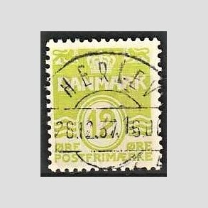 FRIM�RKER DANMARK | 1952-53 - AFA 335 - B�lgelinie 12 �re lysgr�n - Lux Stemplet Herlev