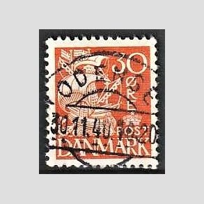 FRIM�RKER DANMARK | 1940 - AFA 259 - Karavel 30 �re orange Type II - Lux Stemplet Odense