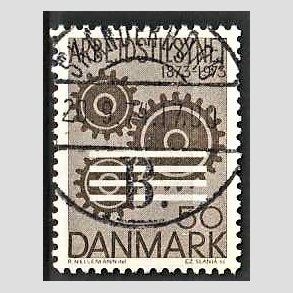 FRIM�RKER DANMARK | 1973 - AFA 543 - Arbejderbeskyttelse - 50 �re brun - Pragt Stemplet Saksk�bing