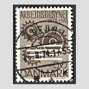 FRIM�RKER DANMARK | 1973 - AFA 543 - Arbejderbeskyttelse - 50 �re brun - Pragt Stemplet �bybro