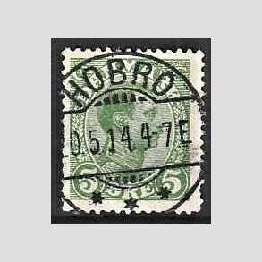 FRIMRKER DANMARK | 1913 - AFA 68 - Chr. X 5 re grn - Pragt Stemplet Hobro