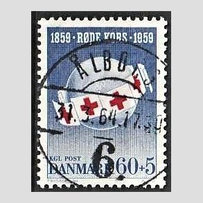FRIMRKER DANMARK | 1959 - AFA 379 - Rde Kors - 60 + 5 re bl/rd - Pragt Stemplet lborg