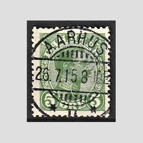 FRIMRKER DANMARK | 1913 - AFA 68 - Chr. X 5 re grn - Pragt Stemplet Aarhus
